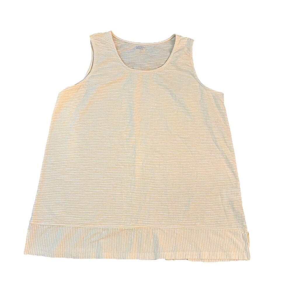 Lands End Women’s Tank Top XL  Tunic Yellow White Stripes